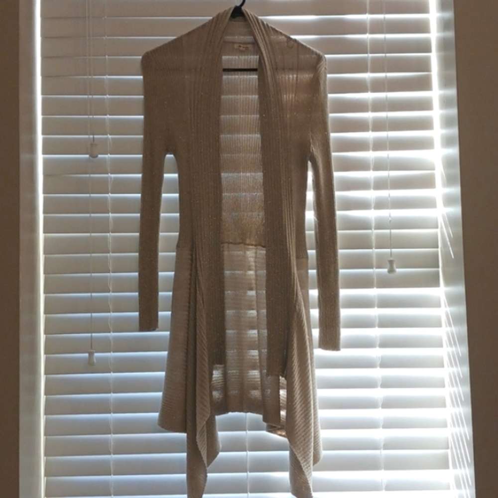 Ava Couture Metallic Gold Long Sleeve Cardigan
